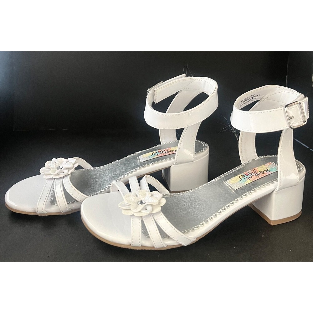 EUC Rachel Shoes Elodie White Girls Sandal Heel Size 4M - Picture 3 of 7